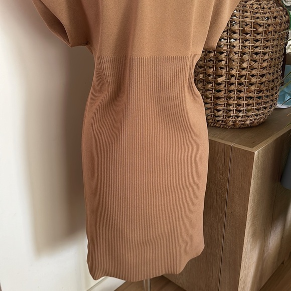 NWT Anthropologie Mock Neck Tan Mini Dress XL - Picture 11 of 16